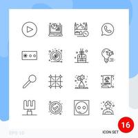 paquete de 16 contornos creativos de contraseña de seguridad masjid watts app chat elementos de diseño de vectores editables