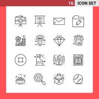 16 Icon Pack Line Style Outline Symbols on White Background Simple Signs for general designing vector