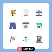 Mobile Interface Flat Color Set of 9 Pictograms of app dress test tube clothing accessories Editable Vector Design Elements