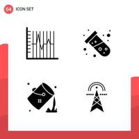 Pack of 4 Universal Glyph Icons for Print Media on White Background vector