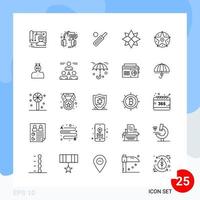 Modern Pack of 25 Icons Line Outline Symbols isolated on White Backgound for Website designing vector