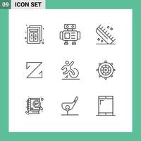 Editable Vector Line Pack of 9 Simple Outlines of change crypto currency comb crypto z coin Editable Vector Design Elements