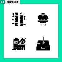 Pack of 4 Solid Style Icon Set Glyph Symbols for print Creative Signs Isolated on White Background 4 Icon Set vector