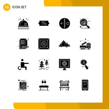 paquete de 16 signos y símbolos de glifos sólidos modernos para medios de impresión web, como notas de caja, búsqueda de conferencias de halloween, elementos de diseño de vectores editables
