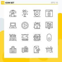 Collection of 16 Universal Line Icons Icon Set for Web and Mobile vector