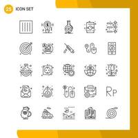 25 conjunto de iconos estilo de línea paquete de iconos símbolos de esquema aislados en fondo blanco para el diseño de sitios web receptivos vector