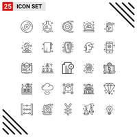 Universal Icon Symbols Group of 25 Modern Lines of charge gift analysis wedding cake Editable Vector Design Elements