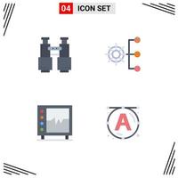 4 Creative Icons Modern Signs and Symbols of binoculars organization explore company structure health Editable Vector Design Elements