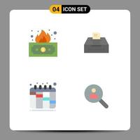 Flat Icon Pack of 4 Universal Symbols of risky planning money business browse Editable Vector Design Elements