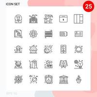 Vector Pack of 25 Icons in Line Style Creative Outline Pack isolated on White Background for Web and Mobile