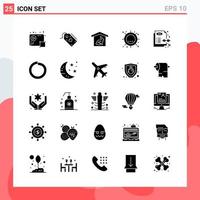 Collection of 25 Vector Icons in solid style Modern Glyph Symbols for Web and Mobile Solid Icon Sign Isolated on White Background 25 Icons