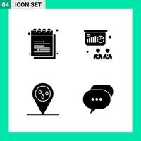 Pack of 4 Solid Style Icon Set Glyph Symbols for print Creative Signs Isolated on White Background 4 Icon Set vector