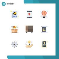 Set of 9 Modern UI Icons Symbols Signs for percentage box love travel hot Editable Vector Design Elements