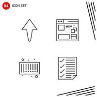 colección de 4 iconos vectoriales en estilo de línea píxel símbolos de contorno perfecto para web y signos de icono de línea móvil sobre fondo blanco 4 iconos vector