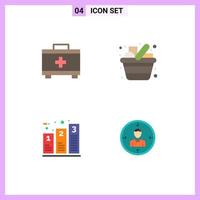 conjunto de pictogramas de 4 iconos planos simples de la cocina del carro del gráfico de bolsas procesando elementos de diseño vectorial editables vector