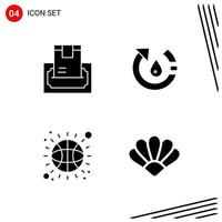 Collection of 4 Vector Icons in solid style Pixle Perfect Glyph Symbols for Web and Mobile Solid Icon Signs on White Background 4 Icons