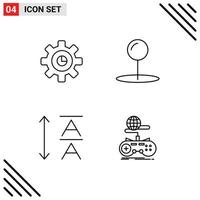 Editable Vector Line Pack of 4 Simple Filledline Flat Colors of graph game setting pointer internet Editable Vector Design Elements