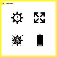 4 Icon Set Simple Solid Symbols Glyph Sign on White Background for Website Design Mobile Applications and Print Media vector