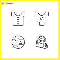 4 Icon Set Simple Line Symbols Outline Sign on White Background for Website Design Mobile Applications and Print Media vector