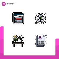 Set of 4 Modern UI Icons Symbols Signs for page auction help nature hammer Editable Vector Design Elements