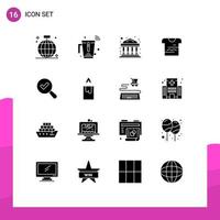 paquete de iconos de vector de stock de 16 signos y símbolos de línea para encontrar elementos de diseño de vector editables de inversión de camiseta wifi de tela