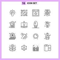 16 Icons in Line Style Outline Symbols on White Background Creative Vector Signs for Web mobile and Print