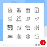 Set of 16 Vector Outlines on Grid for sales chart gift business html Editable Vector Design Elements