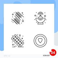 Modern Pack of 4 Icons Line Outline Symbols isolated on White Backgound for Website designing vector