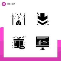 paquete de conjunto de iconos de glifo de 4 iconos sólidos aislados en fondo blanco para aplicaciones móviles y de impresión de diseño de sitios web receptivos vector