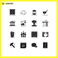 16 Universal Solid Glyphs Set for Web and Mobile Applications cash bank home american shot club Editable Vector Design Elements