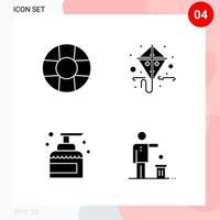 Vector Pack of 4 Icons in Solid Style Creative Glyph Pack isolated on White Background for Web and Mobile