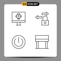 Set of 4 Modern UI Icons Symbols Signs for computer gadgets data button desk Editable Vector Design Elements