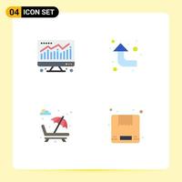 4 Universal Flat Icons Set for Web and Mobile Applications computer romance arrows sun bed box Editable Vector Design Elements