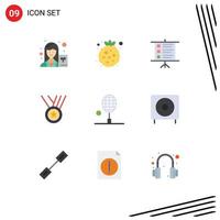 9 Creative Icons Modern Signs and Symbols of table tennis badminton business ribbon medals Editable Vector Design Elements