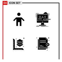 4 General Icons for website design print and mobile apps 4 Glyph Symbols Signs Isolated on White Background 4 Icon Pack vector