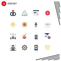 Group of 16 Modern Flat Colors Set for aim target meeting archer development Editable Pack of Creative Vector Design Elements