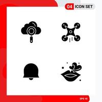 Creative Set of 4 Universal Glyph Icons isolated on White Background vector