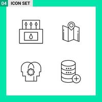 Pack of 4 Line Style Icon Set Outline Symbols for print Creative Signs Isolated on White Background 4 Icon Set vector