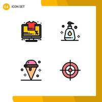 User Interface Pack of 4 Basic Filledline Flat Colors of monitor ice sale clean sweet Editable Vector Design Elements