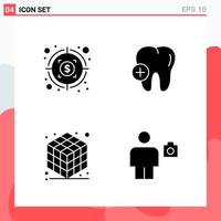 Collection of 4 Vector Icons in solid style Modern Glyph Symbols for Web and Mobile Solid Icon Sign Isolated on White Background 4 Icons