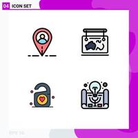 4 Creative Icons Modern Signs and Symbols of location love frame guide wedding Editable Vector Design Elements