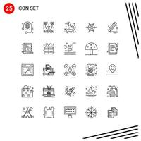 Modern Set of 25 Lines and symbols such as brush network sharing decentralized keys Editable Vector Design Elements