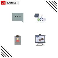 4 Universal Flat Icons Set for Web and Mobile Applications bubble application console playstation curriculum Editable Vector Design Elements