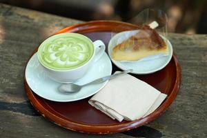 Fresh green tea in a glass photo