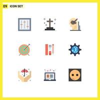 9 User Interface Flat Color Pack of modern Signs and Symbols of goal target grave solution user Editable Vector Design Elements