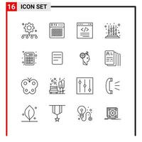 16 General Icons for website design print and mobile apps 16 Outline Symbols Signs Isolated on White Background 16 Icon Pack vector