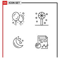 4 General Icons for website design print and mobile apps 4 Outline Symbols Signs Isolated on White Background 4 Icon Pack vector