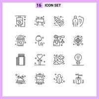 16 Icons in Line Style Outline Symbols on White Background Creative Vector Signs for Web mobile and Print