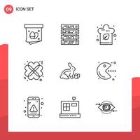 Pack of 9 Universal Outline Icons for Print Media on White Background vector