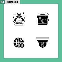 Pictogram Set of 4 Simple Solid Glyphs of black friday dollar aid kit business Editable Vector Design Elements